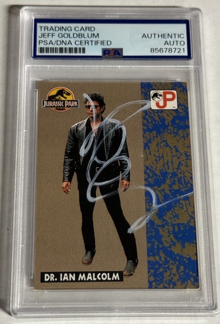 Jeff Goldblum Signed Auto 1993 Topps Jurassic Park #16 Dr. Ian Malcolm Card PSA