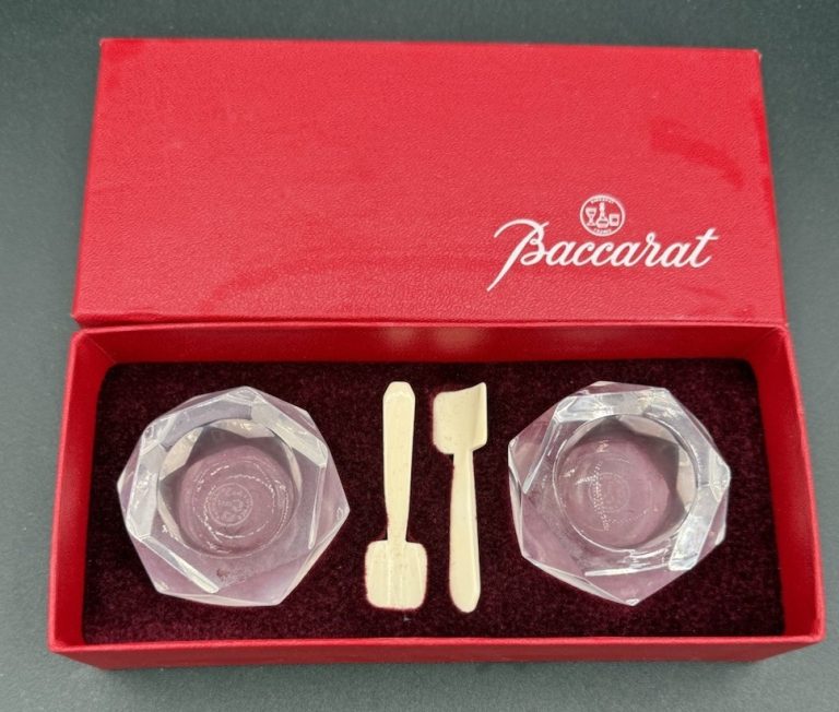 Baccarat Crystal Salt Pepper Cellar Set Caviar Made In France, Original Box