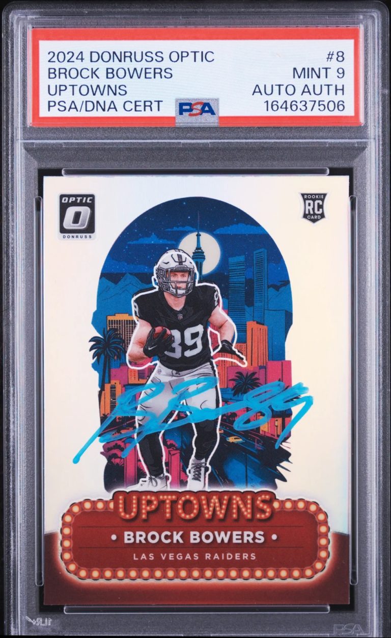 2024 Panini Optic Uptowns #8 Brock Bowers Signed Card PSA 9 Auto Autographed