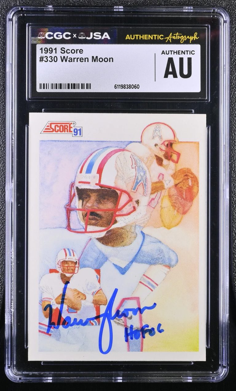 1991 Score #330 Warren Moon Signed Card CGC Authentic JSA Auto Authentic Slab