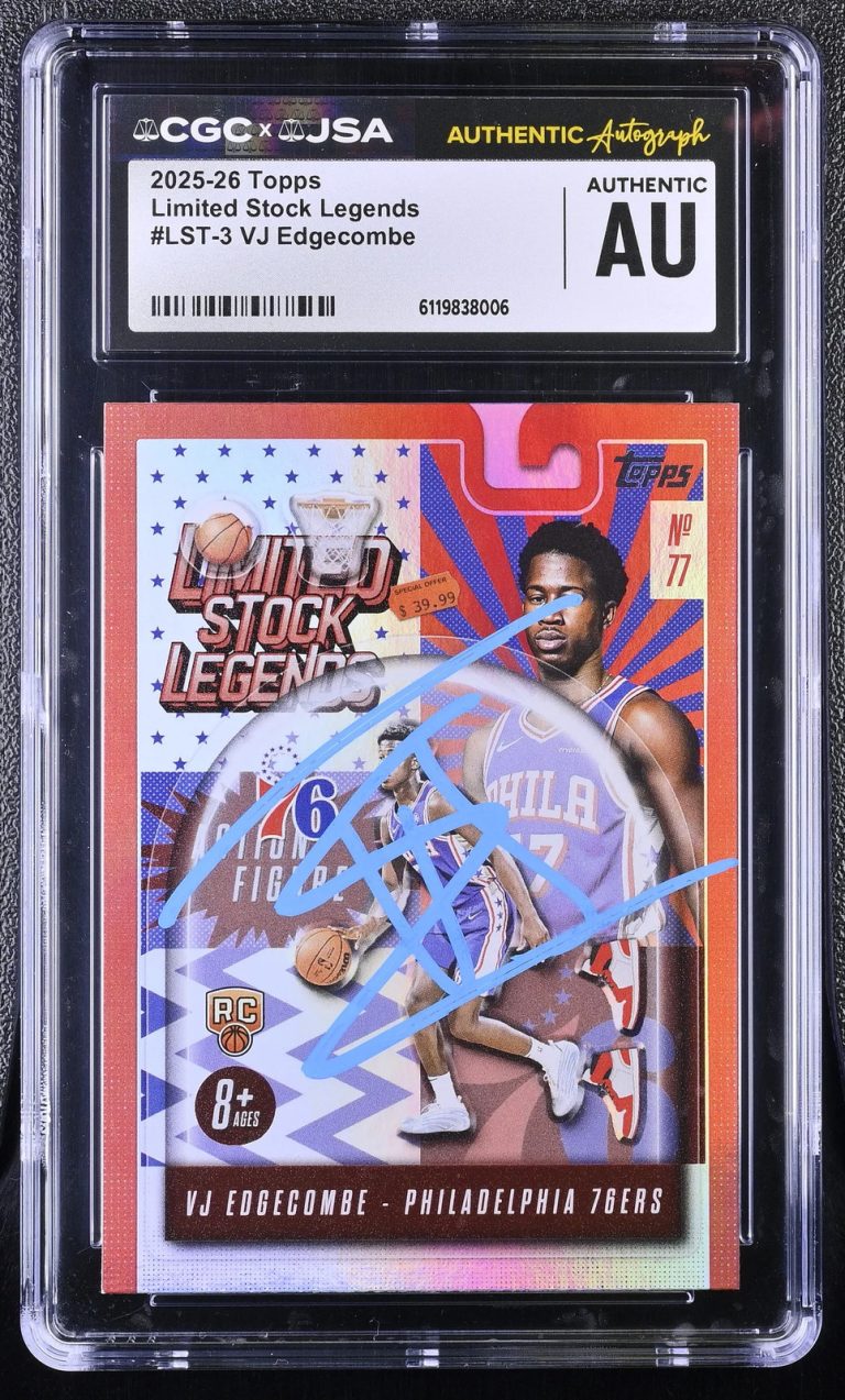 2025-26 Topps #LST-3 Limited Stock Legends VJ Edgecombe Signed Card CGC JSA Auth