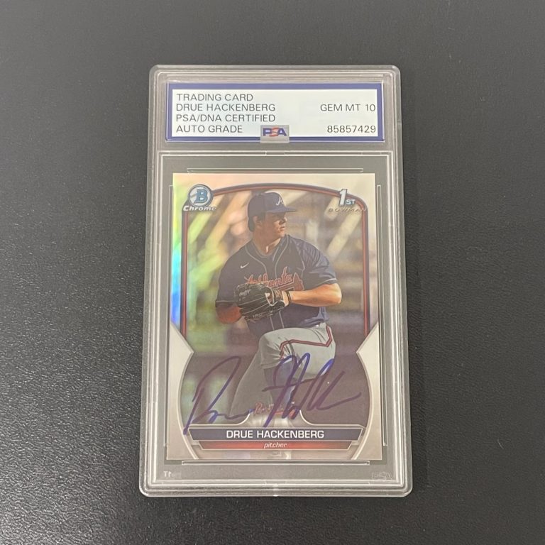 2023 Topps Bowman Chrome#BDC-38 Drue Hackenberg Signed Card Auto 10 PSA Slabbed