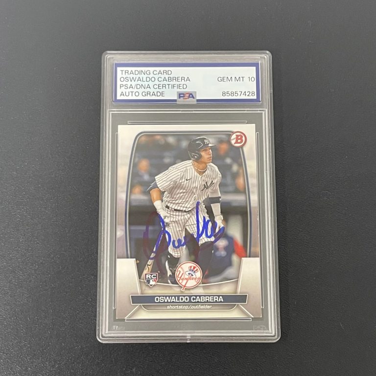 2023 Topps Bowman #32 Oswaldo Cabrera Signed Card Auto 10 PSA Slabbed NY Yankees