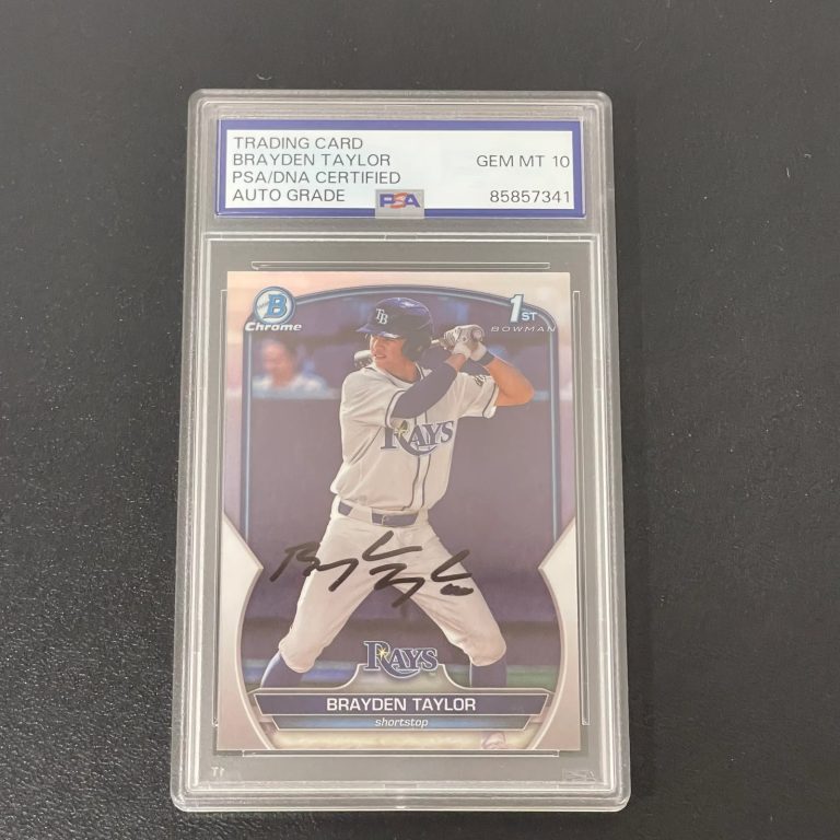 2023 Topps Bowman #BDC-60 Brayden Taylor Signed Card Auto 10 PSA Slabbed TB Rays