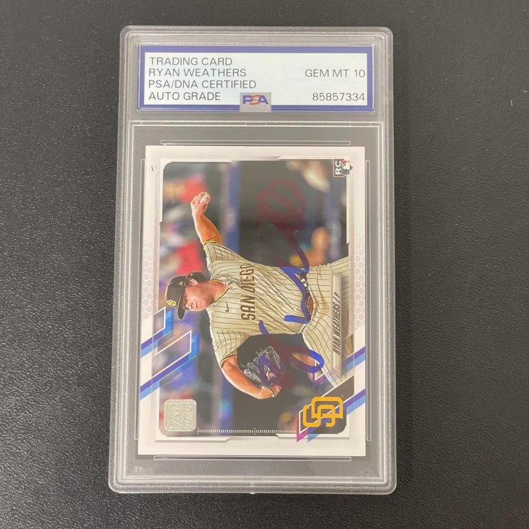 2020 Topps Rookie Card #335 Ryan Weathers Signed Card Auto 10 PSA Slabbed Padres
