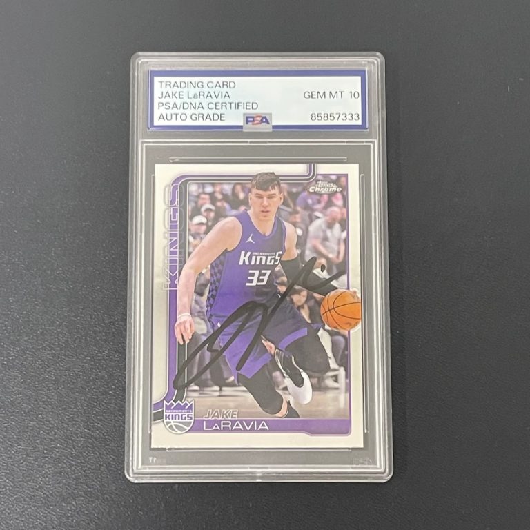 2025 Topps Chrome #230 Jake LaRavia Signed Card Auto 10 PSA Slabbed Sacramento