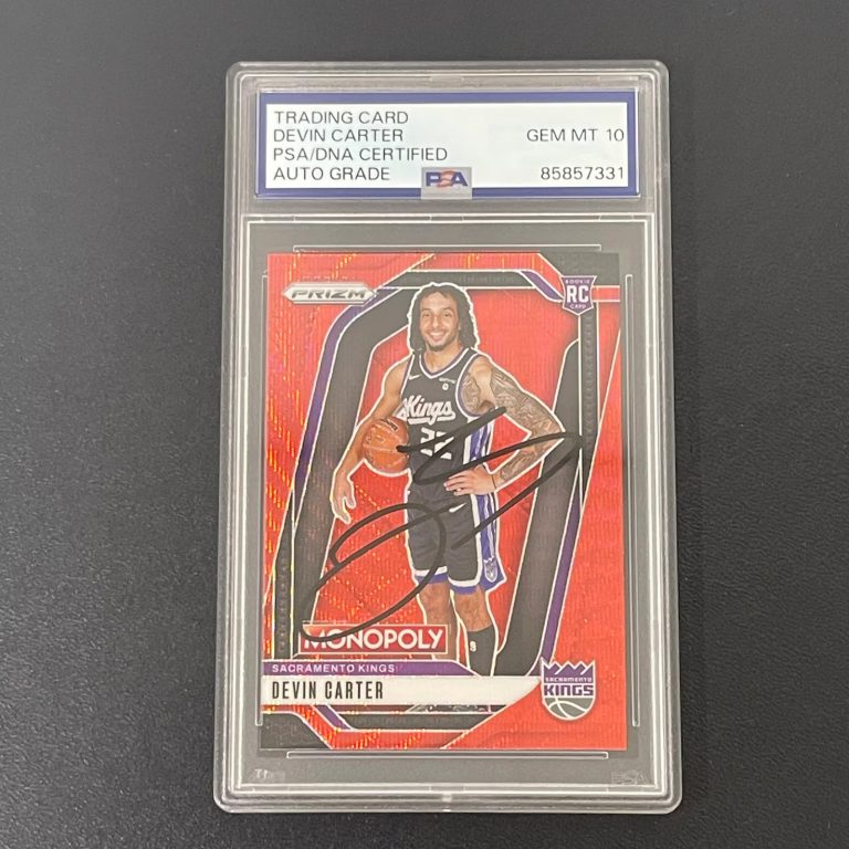 2024-25 Panini Prizm #39 Devin Carter Signed Card Auto 10 PSA Slabbed Sacramento