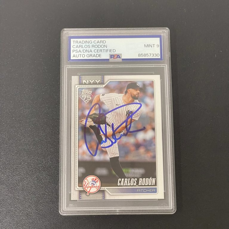 2026 Topps 75 #82 Carlos Rodon Signed Card Auto 9 PSA Slabbed New York Yankees