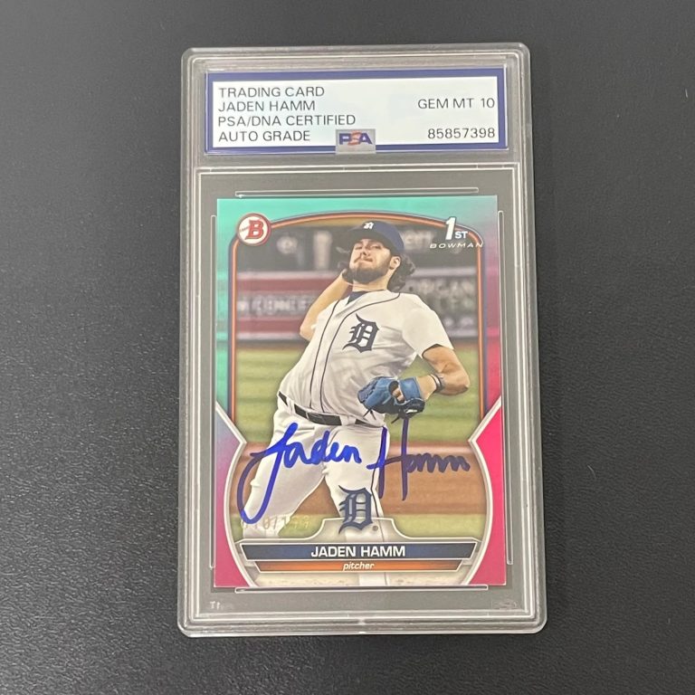 2023 Topps 1st Bowman#BD-154 Jaden Hamm Signed Card Auto 10 PSA Slabbed Tigers