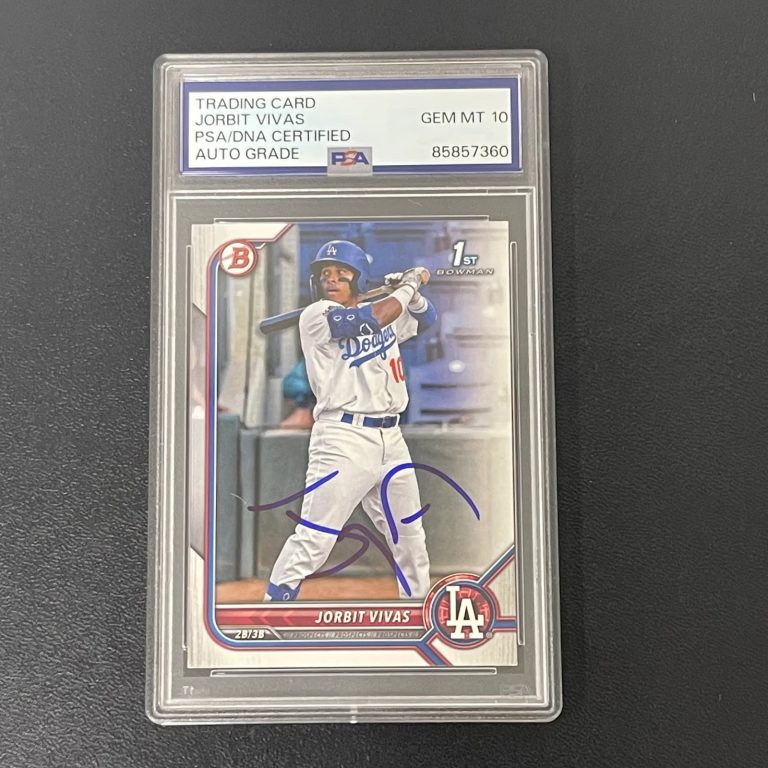 2022 Topps #BP-24 Jorbit Vivas Signed Card Auto 10 PSA Slabbed LA Dodgers