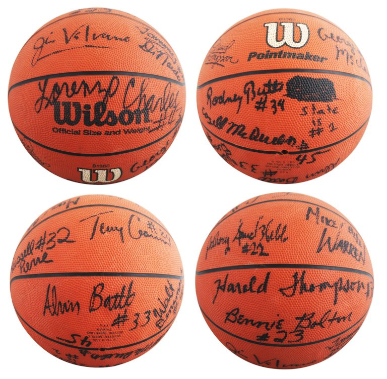 1983 NCSU (14) Valvano, Charles, Webb +11 Signed Wilson Basketball BAS #AG010001