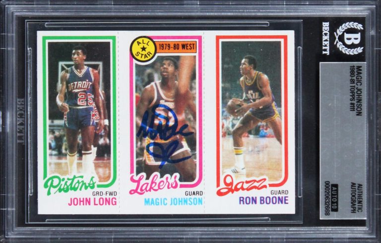 Lakers Magic Johnson Signed 1980 Topps #111 Rookie Card Auto GM 10! BAS Slabbed