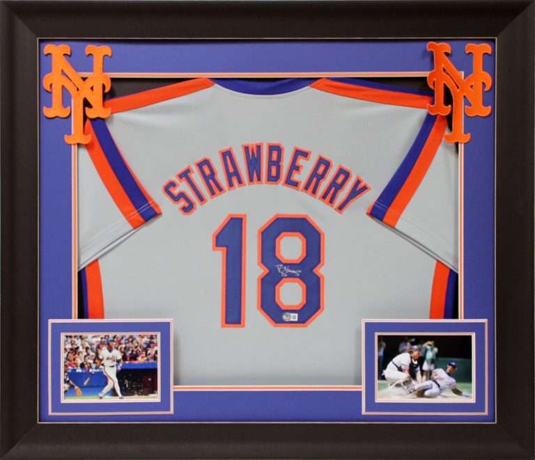 Daryl Strawberry Authentic Signed Green Pro Style Framed Jersey BAS Witnessed