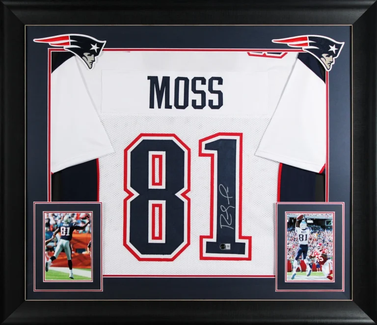 Randy Moss Authentic Signed White Pro Style Framed Jersey BAS Witnessed 2