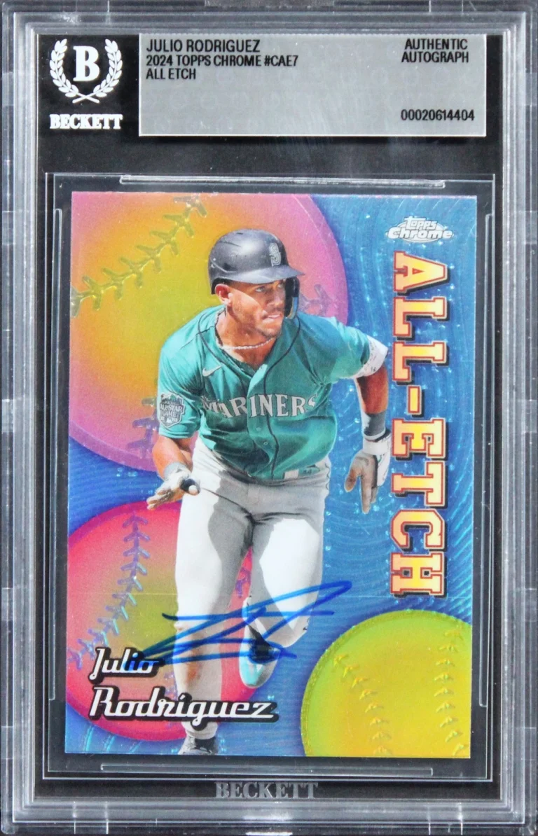 Mariners Julio Rodriguez Signed 2024 Topps Chrome All Etch #CAE7 Card BAS Slab