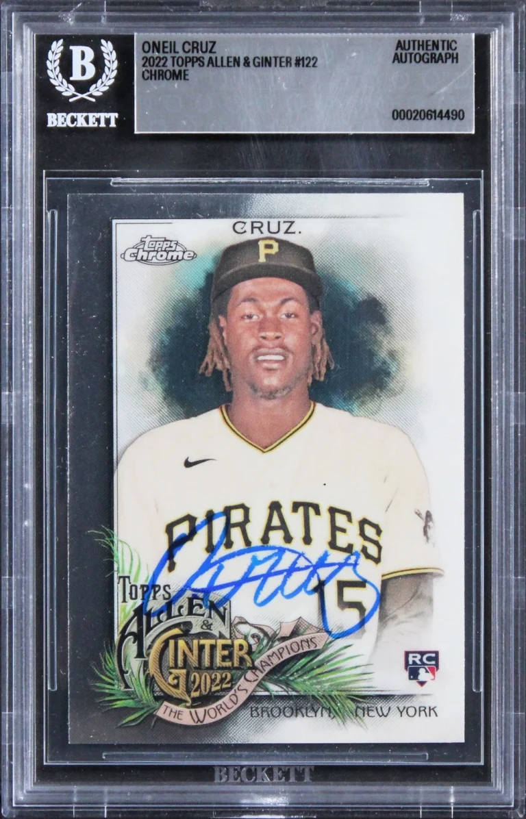 Pirates Oneil Cruz Signed 2022 Topps A&G Chrome #122 Rookie Card BAS Slabbed