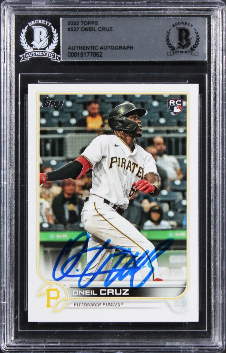 Pirates Oneil Cruz Authentic Signed 2022 Topps #537 Rookie Card BAS Slabbed