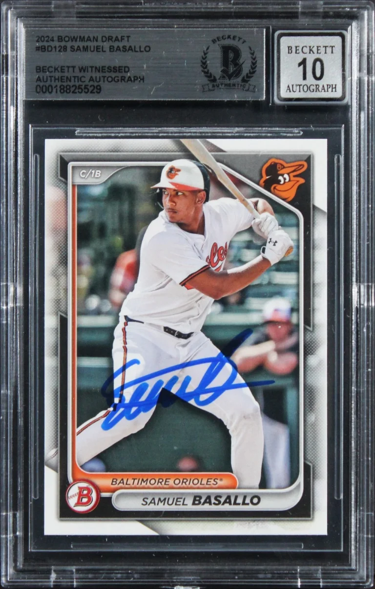 Orioles Samuel Basallo Signed 2024 Bowman Draft #BD128 Card Auto 10! BAS Slabbed