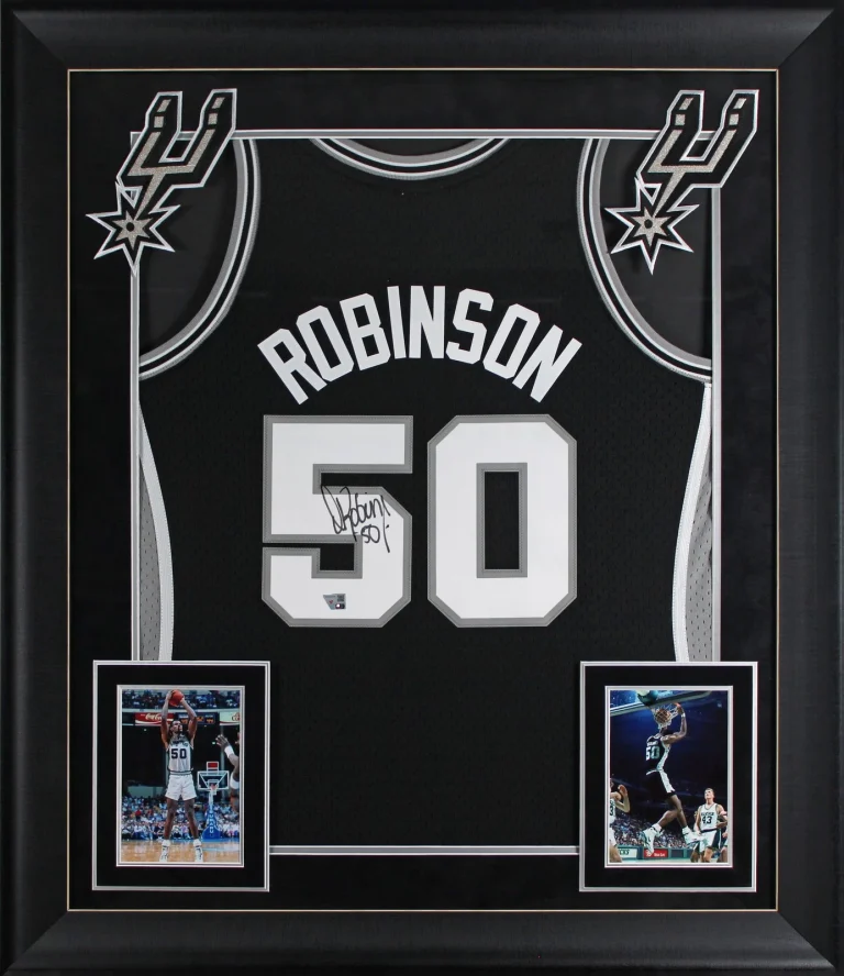 Spurs David Robinson Signed Black 98-99 M&N Swingman HWC Framed Jersey Fanatics