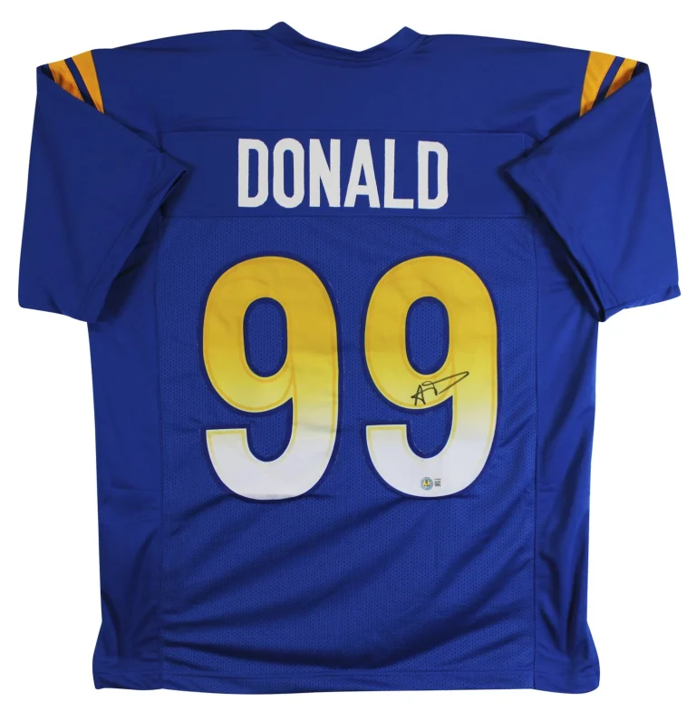 Aaron Donald Authentic Signed Blue Pro Style Jersey Autographed BAS Witnessed 2