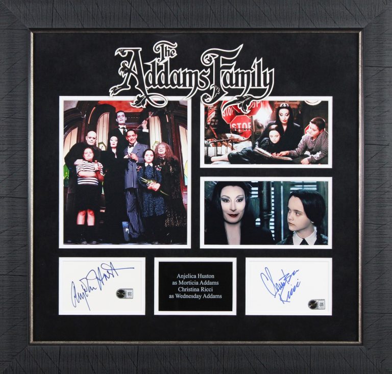 Anjelica Huston & Christina Ricci The Addams Family Signed Framed Display BAS