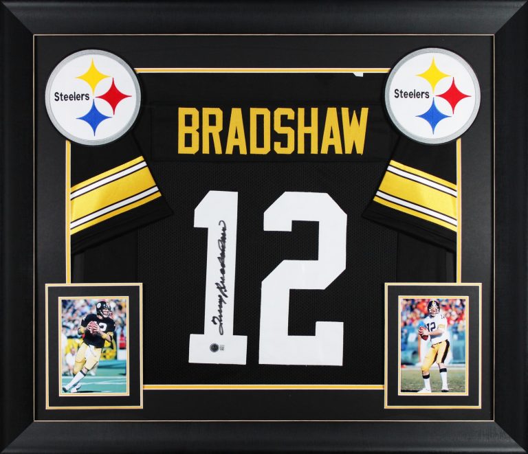 Terry Bradshaw Authentic Signed Black Pro Style Framed Jersey BAS Witnessed