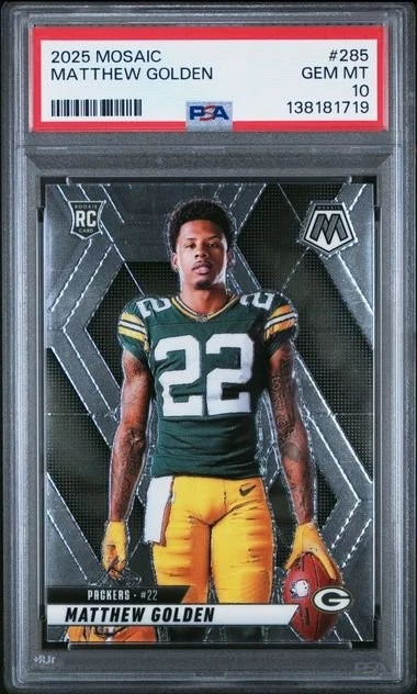 Graded 2025 Panini Mosaic Matthew Golden #285 Variation RC Card PSA 10