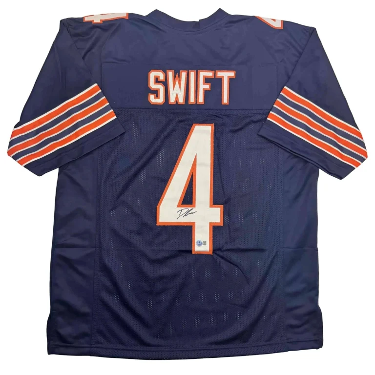 Autographed/Signed D'Andre Swift Chicago Blue Jersey Beckett BAS COA