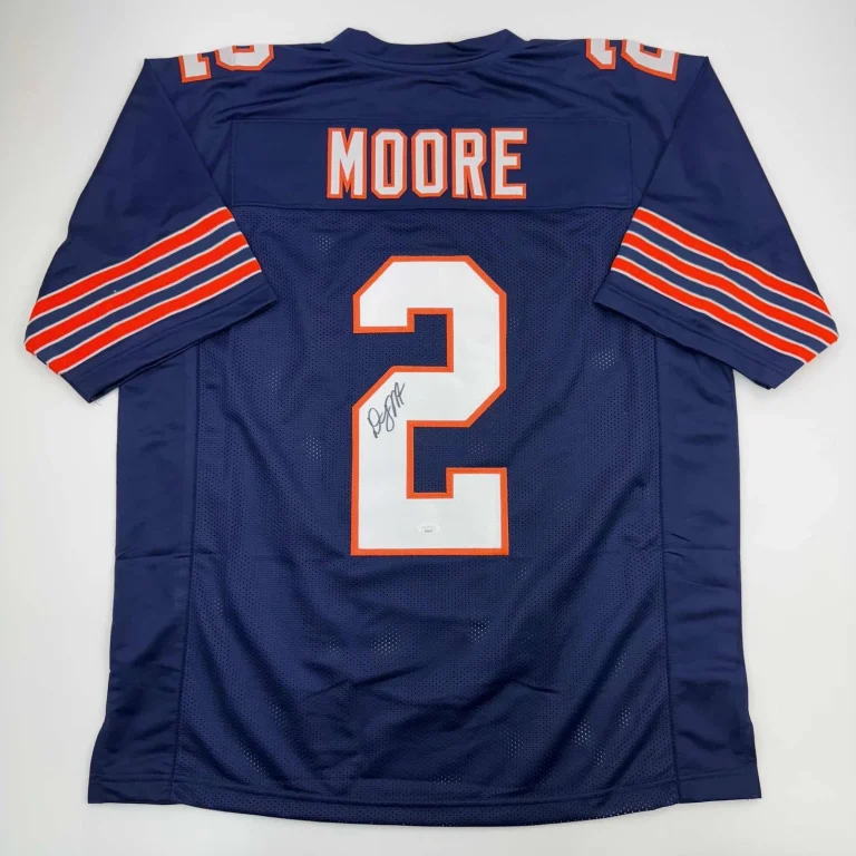 Autographed/Signed D.J. DJ Moore Chicago Retro Blue Jersey Beckett JSA COA