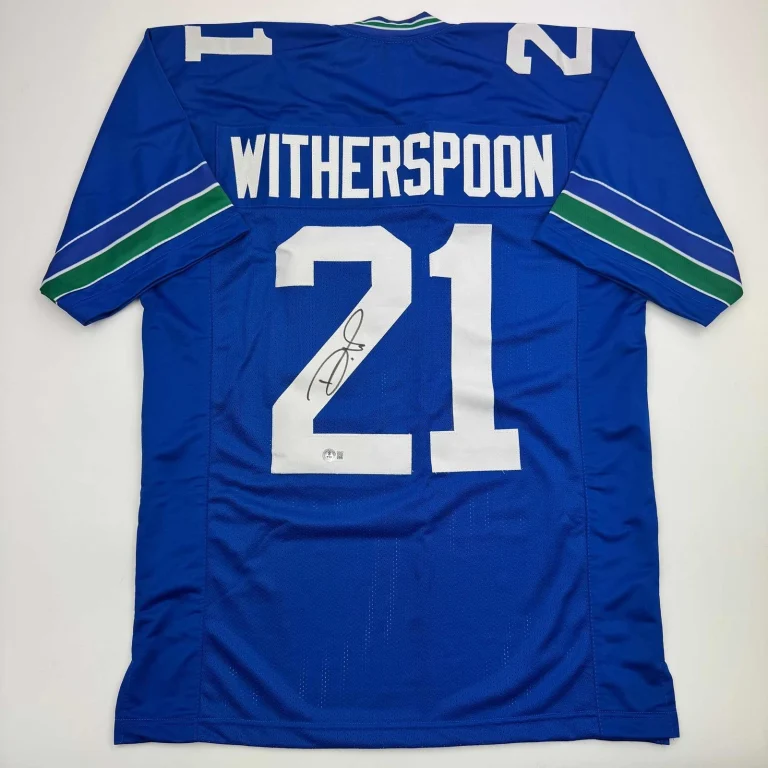Autographed/Signed Devon Witherspoon Seattle Blue Retro Jersey BAS COA