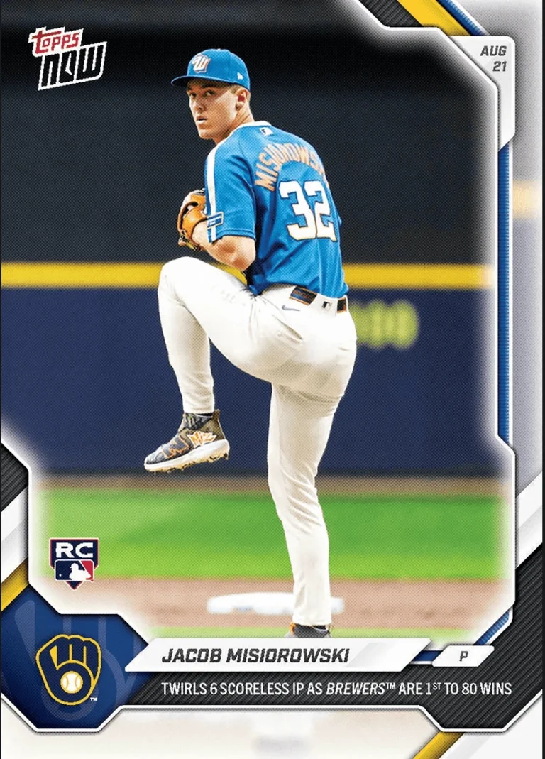 2026 Topps Now Jacob Misiorowski #578 Milwaukee Brewers RC Baseball Card