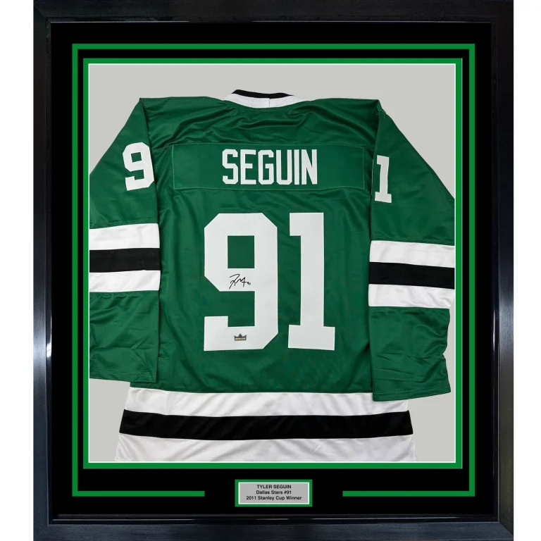 Framed Facsimile Autographed Tyler Seguin 35x39 Green Jersey