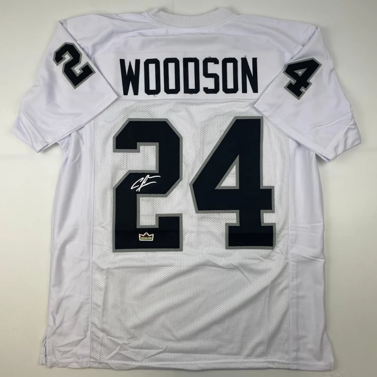 Facsimile Autographed Charles Woodson Oakland Vegas White Jersey Mens XL
