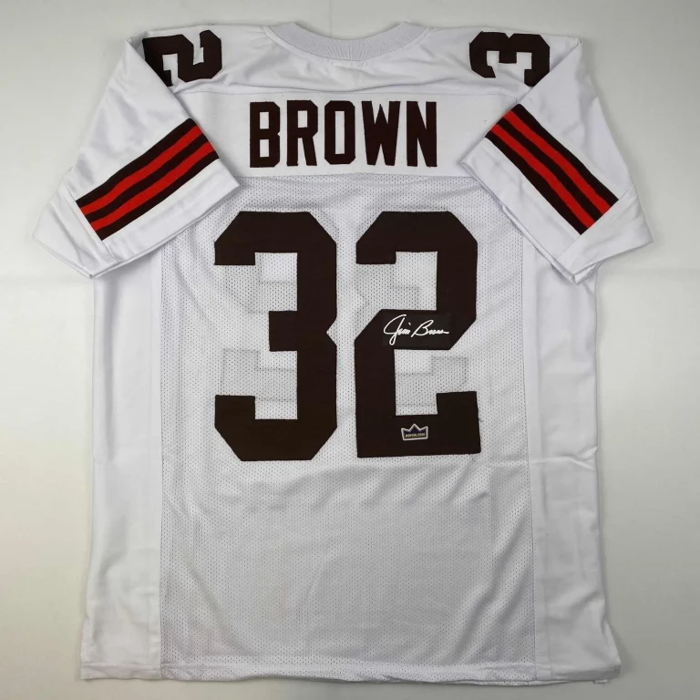 Facsimile Autographed Jim Brown Cleveland White Jersey Size Men's XL