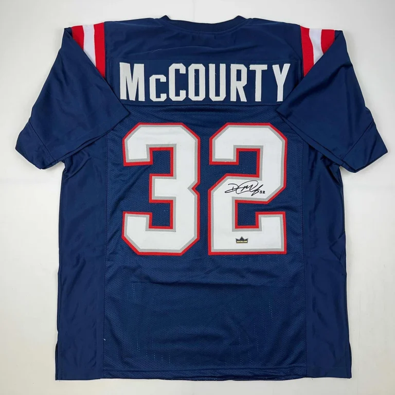 Facsimile Autographed Devin McCourty New England Blue Jersey Men's XL