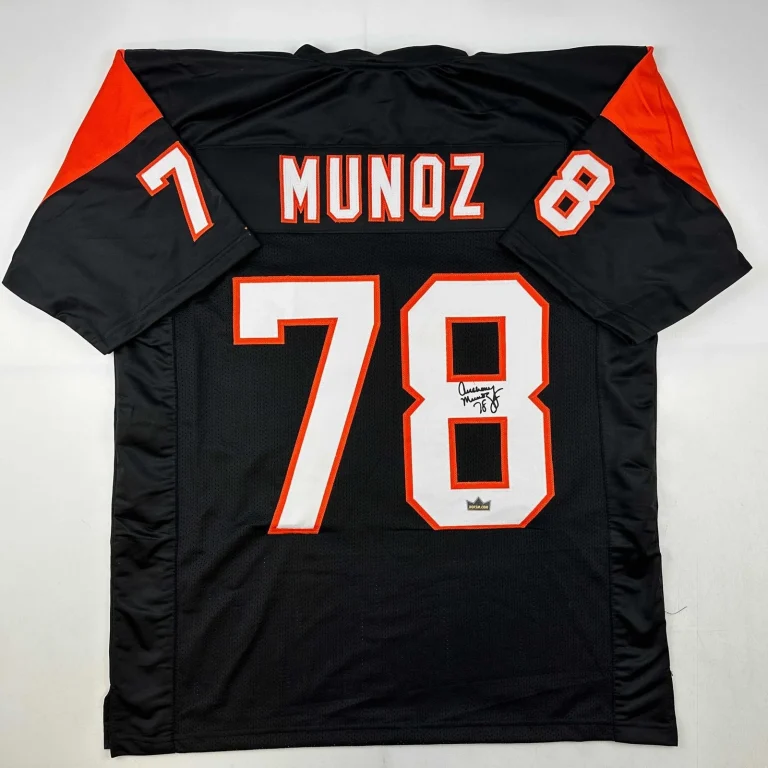 Facsimile Autographed Anthony Munoz Cincinnati Black Jersey Size Mens XL