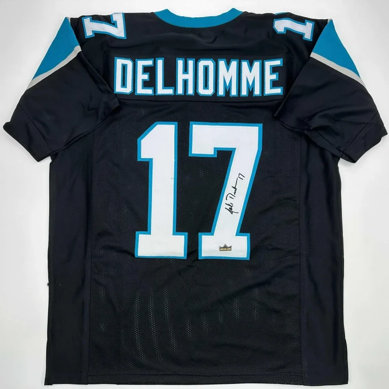 Facsimile Autographed Jake Delhomme Carolina Black Jersey Size Men's XL