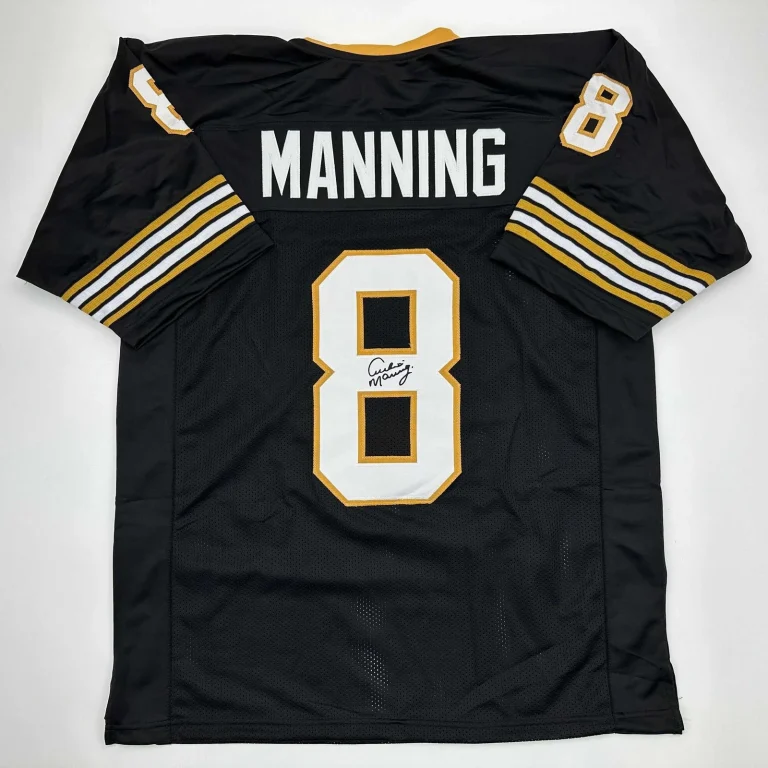 Facsimile Autographed Archie Manning New Orleans Black Jersey Men's XL