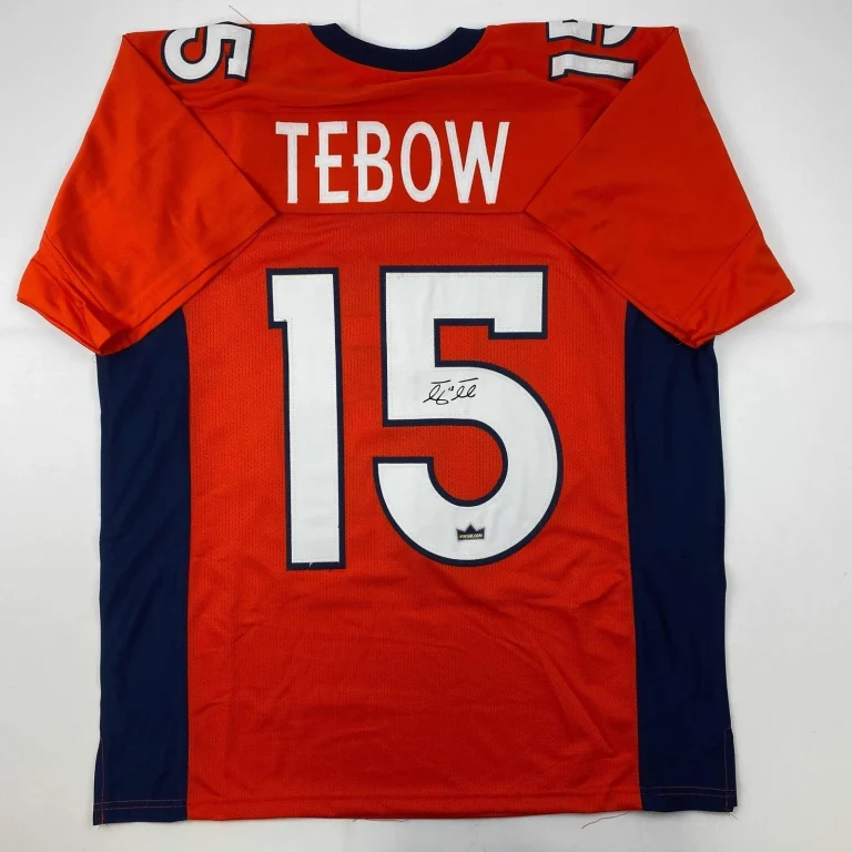Facsimile Autographed Tim Tebow Denver Orange Reprint Jersey Size Men's XL