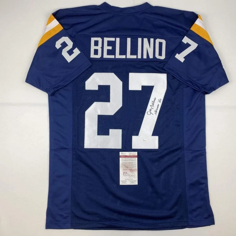 Autographed/Signed JOE BELLINO Heisman 60 Navy Blue Jersey JSA COA Auto