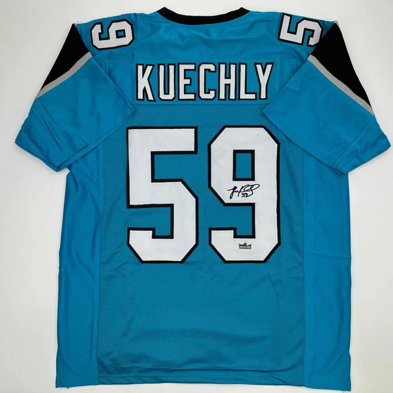 Facsimile Autographed Luke Kuechly Carolina Blue Jersey Size Men's XL