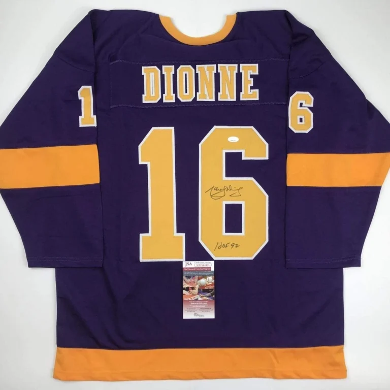 Signed MARCEL DIONNE HOF 92 Los Angeles LA Purple Jersey JSA COA
