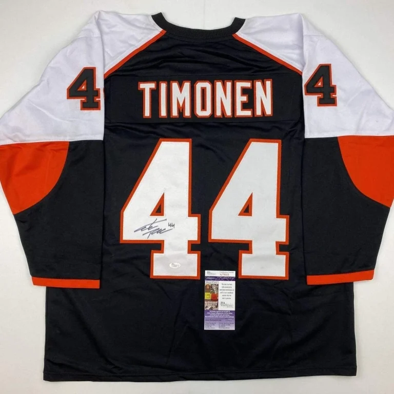 Autographed/Signed KIMMO TIMONEN Philadelphia Black Jersey JSA COA Auto