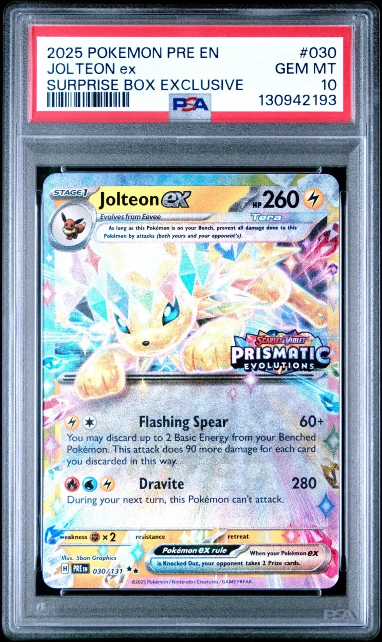 Graded 2025 PKM PRE Jolteon ex #030 Surprise Box Exclusive Prismatic PSA 10