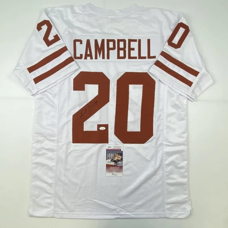 Autographed/Signed Earl Campbell Texas White College Jersey JSA COA