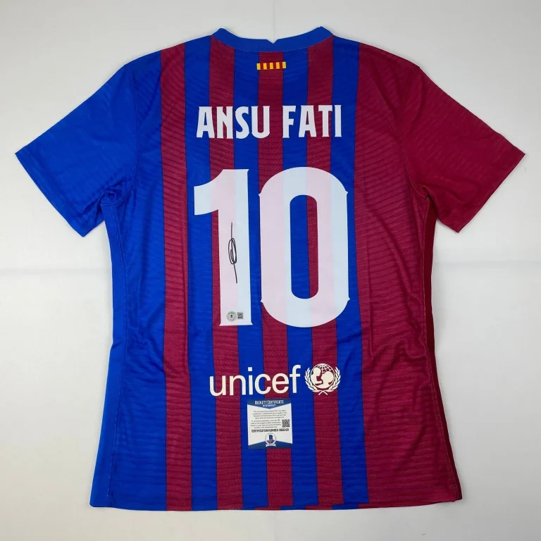 Autographed/Signed Ansu Fati FC Barcelona Blue Jersey Beckett BAS COA