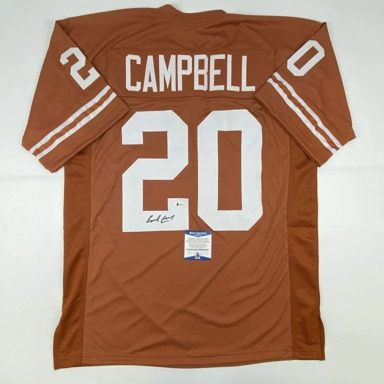 Autographed/Signed Earl Campbell Texas Orange Jersey Beckett BAS COA