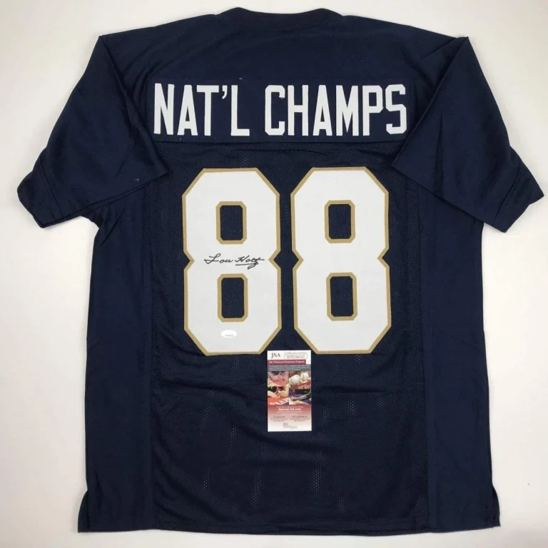 Autographed/Signed Lou Holtz 1988 National Champs Notre Dame Blue Footba