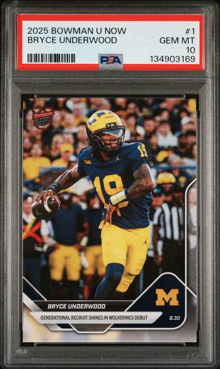 Graded 2025 Bowman U Now Bryce Underwood #1 Rookie RC Football Card PSA 10
