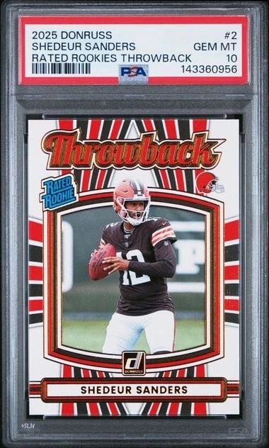 Graded 2025 Donruss Shedeur Sanders 2 Rated RCs Throwback Card PSA 10